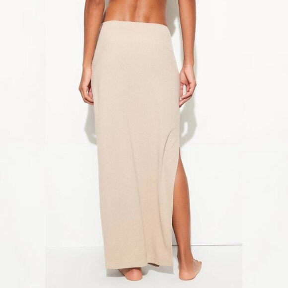 Spiritual Gangster Dresses & Skirts - New Spiritual Gangster - L Raquel‎ Rib Maxi Slit Skirt Tan/Palo Santo $128